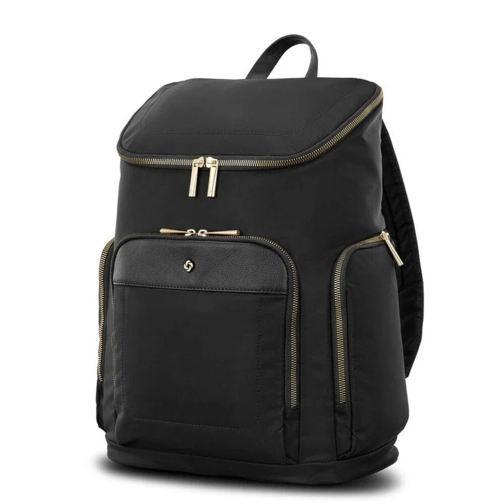 Samsonite Black Men's Travel Backpack with Gold Hardware, women’s bag 🏖️